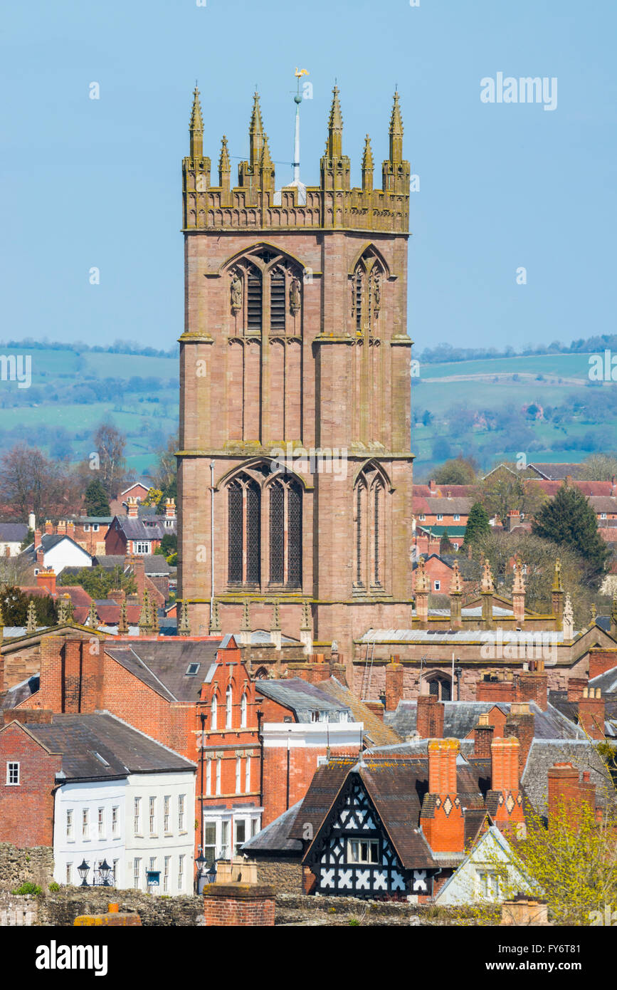 St. Laurence Church in Markt Stadt Ludlow, Shropshire, England, Großbritannien. Stockfoto