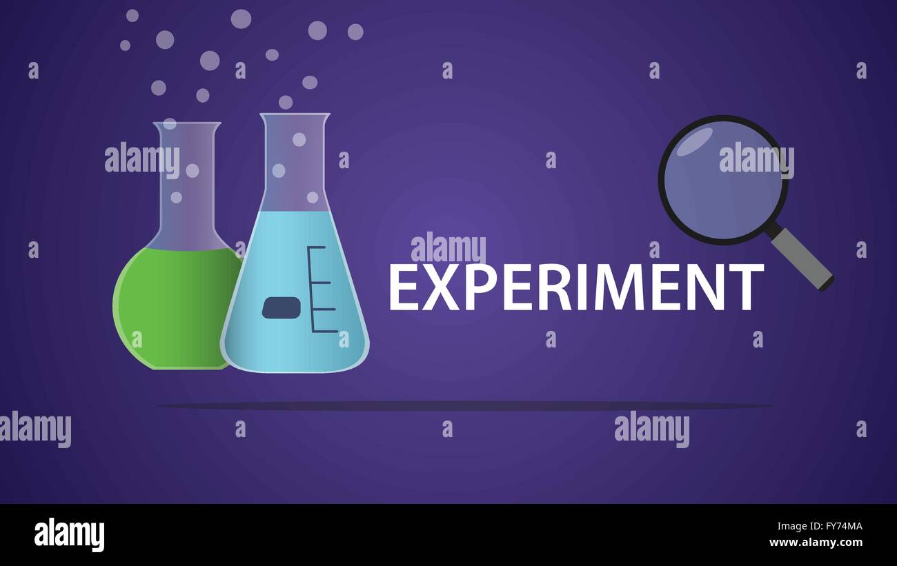 Experiment Textsymbol mit Laborglas Stock Vektor