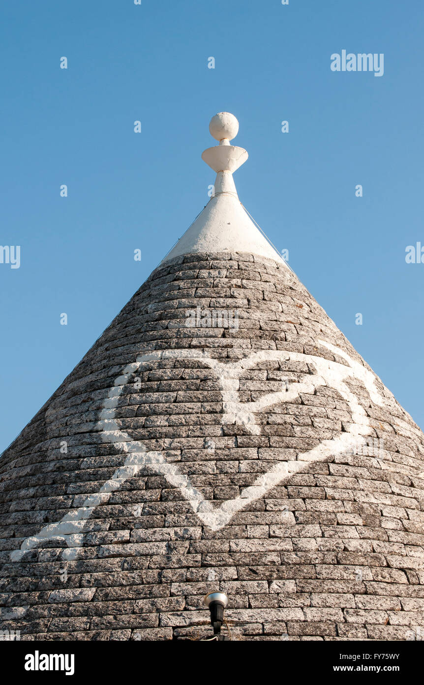 Trullo Kegeldach, Trulli Distrikt, Alberobello, Apulien, Italien Stockfoto