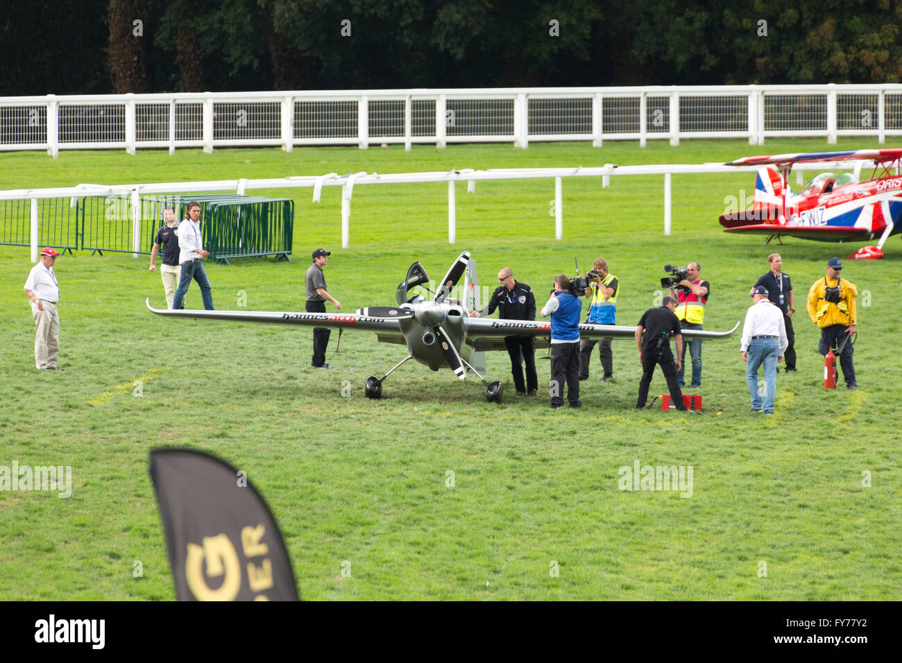 Hannes Arch Flugzeug wurde nicht vor seiner "Runde 8" Runde, was ihn verliert das Rennen gestartet. Stockfoto