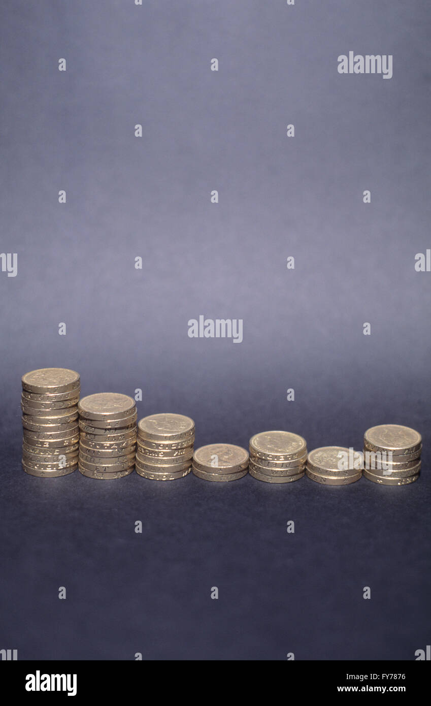 Vereinigtes Königreich, Pfund, Pfund-Münzen. Stockfoto