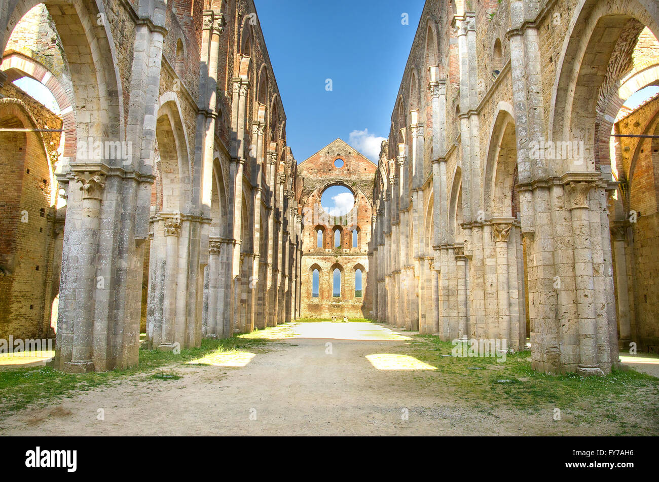 dachlose Kirche der Region Toskana Stockfoto