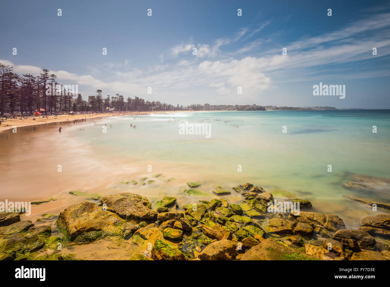Eine Zusammenfassung des Seelandschaft mit einer langen Belichtungszeit. Manly Beach, Sydney, Australien. Stockfoto