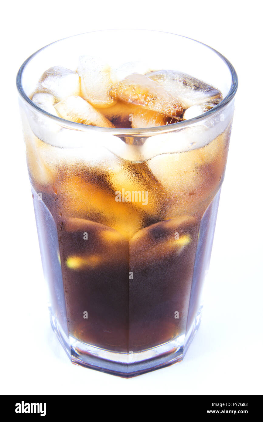 Stichwörter: Cola, Cola, Eis, Getränke, Cuba Libre, cocktail, Glas, isoliert, kalt, Zitrone, weiß, Hintergrund, Alkoholiker, non, Kuba Stockfoto