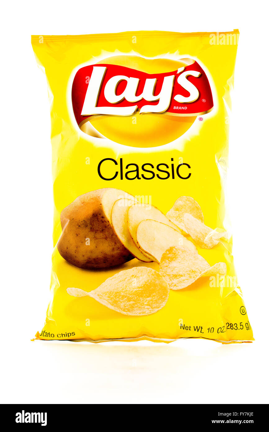 Winneconne, Wisconsin - 3. Februar 2015: Tasche von 10 OZ Frito Lay Classic Kartoffelchips. Frito-Lay ist der weltweit größte verteilte snack Stockfoto