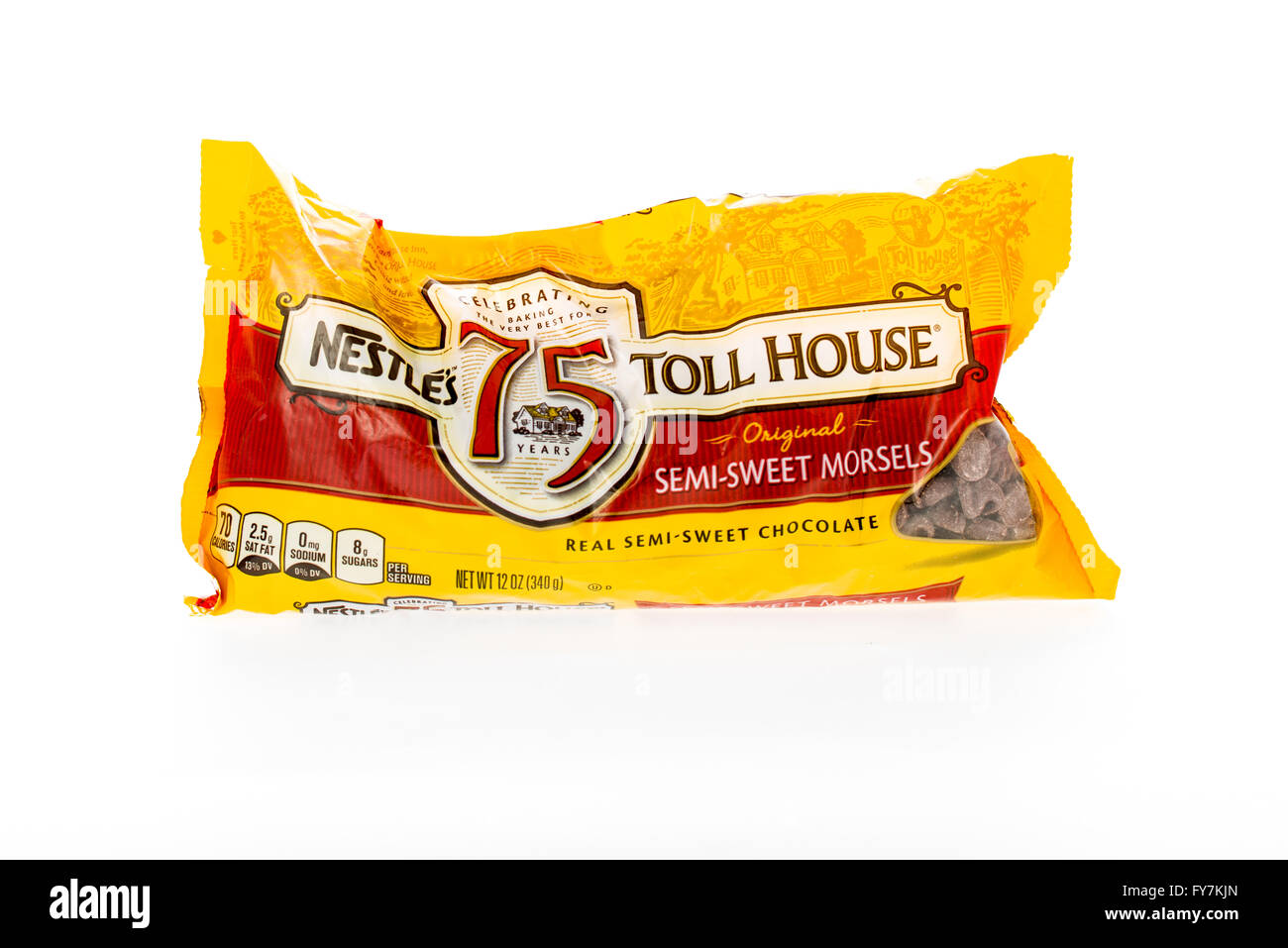 Winneconne, Wisconsin - 8. Februar 2015: Tasche von Nestle Toll House halbtrocken Häppchen. Stockfoto