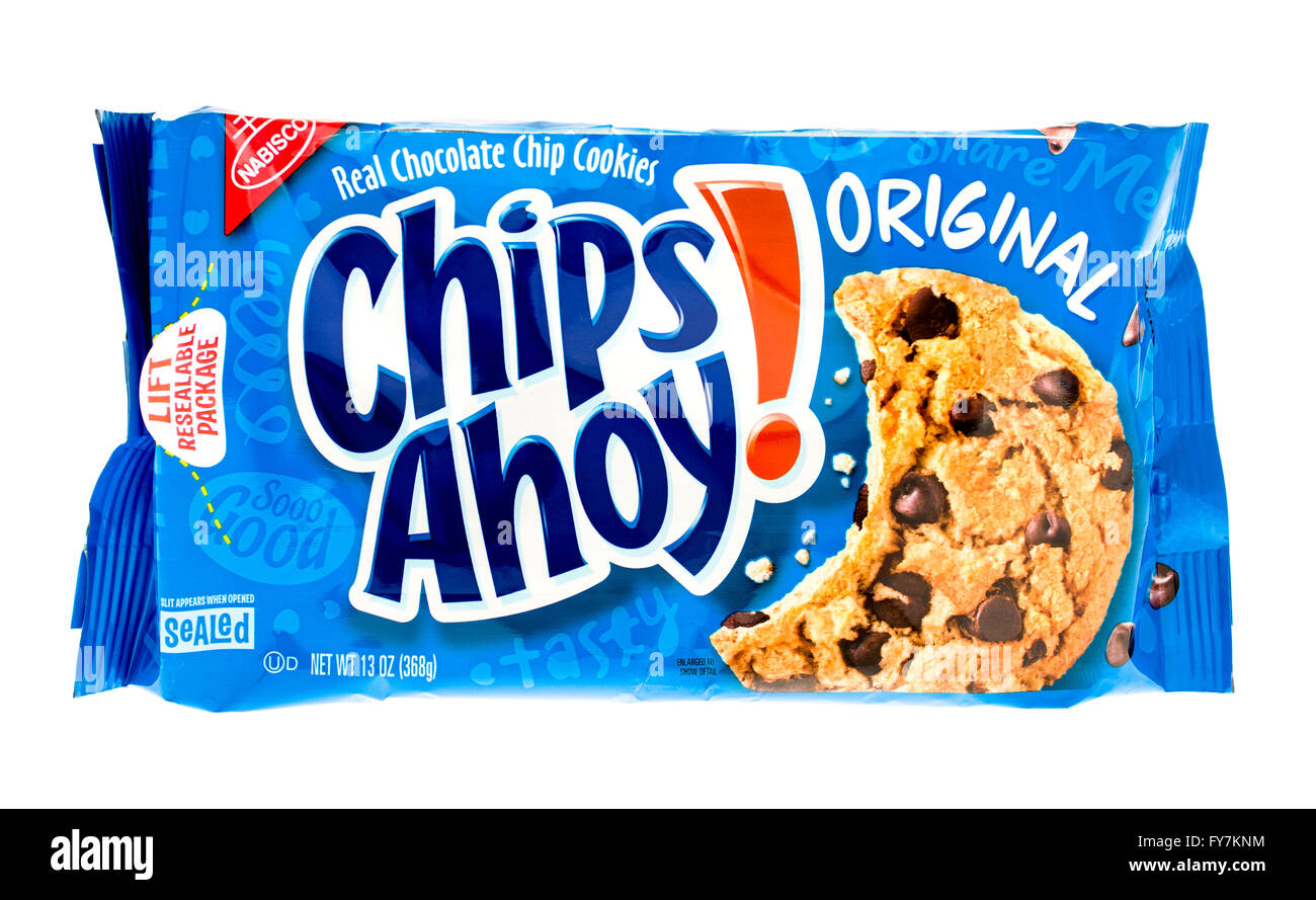 Winneconne, Wisconsin - 31. Mai 2015: Paket von Chips Ahoy im Original. Stockfoto