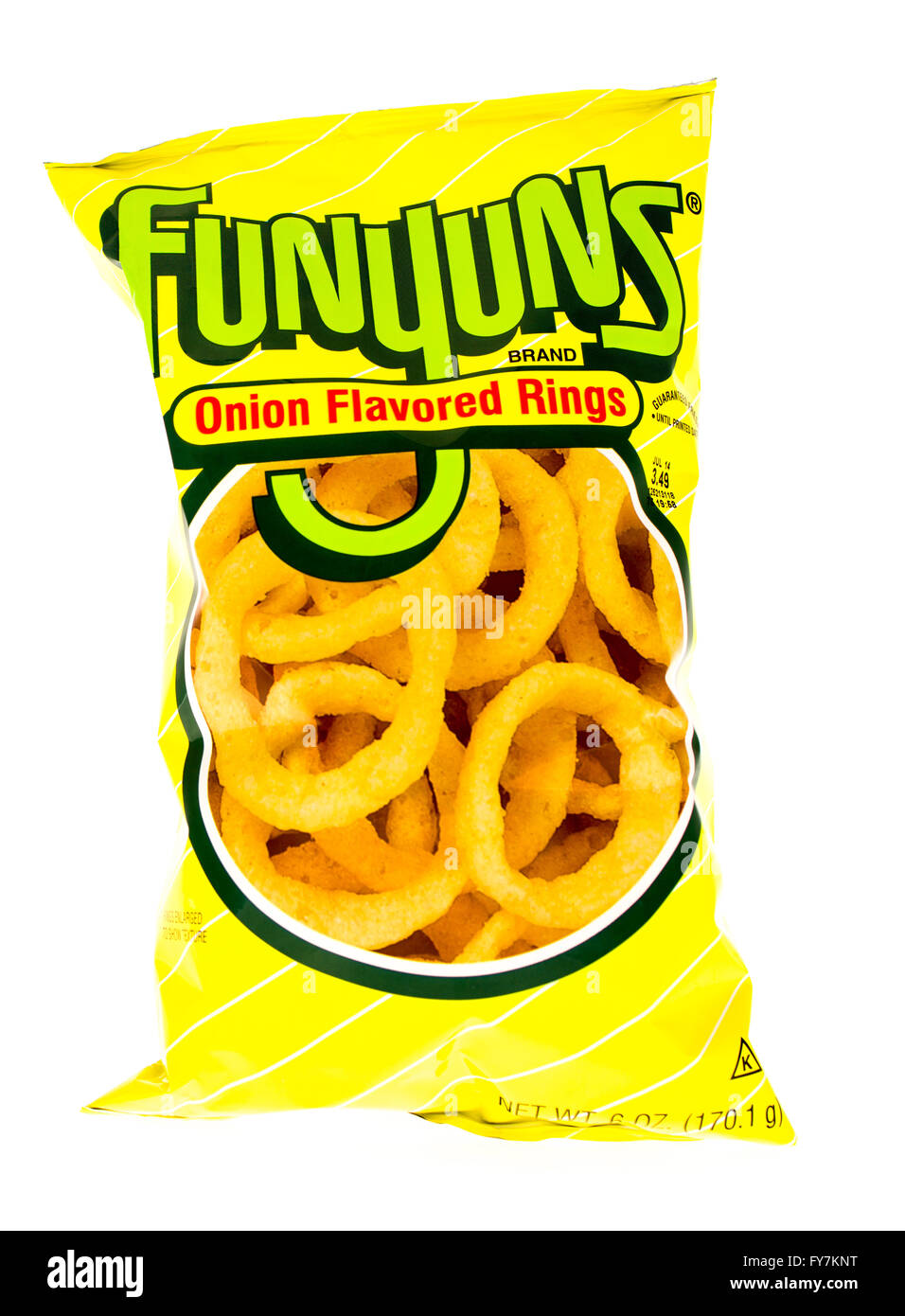 Winneconni, WI - 10. Juni 2015: Bag Funnyuns chips in Ringe geschnittenen Zwiebeln gewürzt Stockfoto