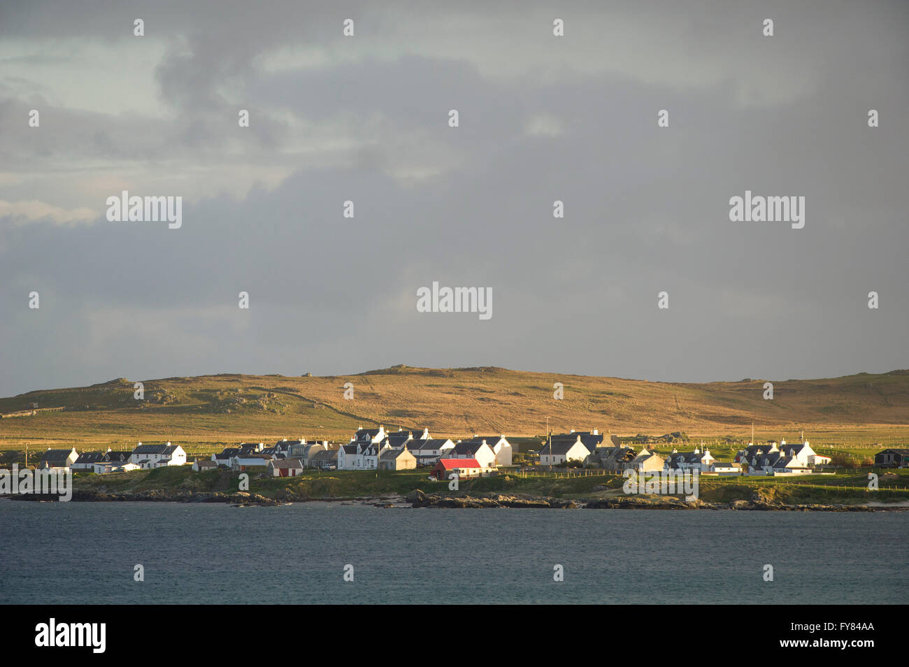 20.05.15. Tiree Inneren Hebriden, Blick über Soroby Bucht, das Dorf Balemartine Tiree, innere Hebriden, Schottland UK Stockfoto