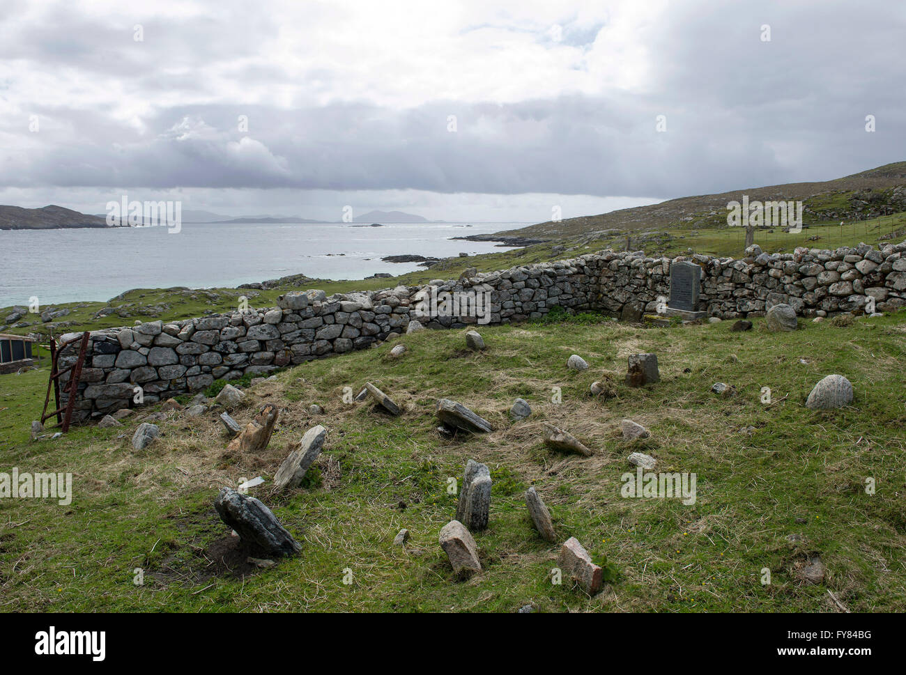 Ein Alter Friedhof bei Huisinish, Isle of Harris, äußeren Hebriden Schottland GB. Stockfoto