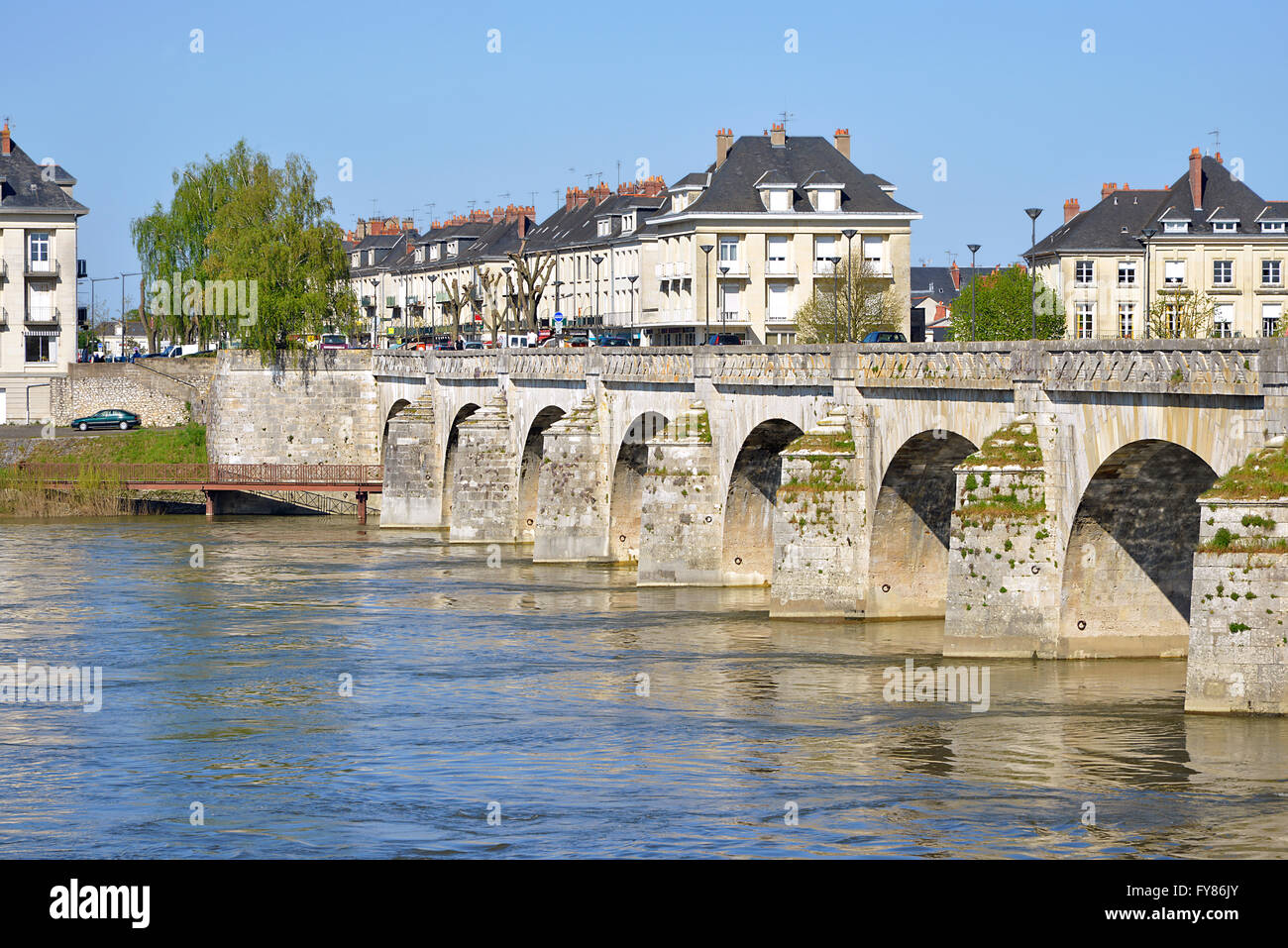 Cessart Brücke in Saumur in Frankreich Stockfoto