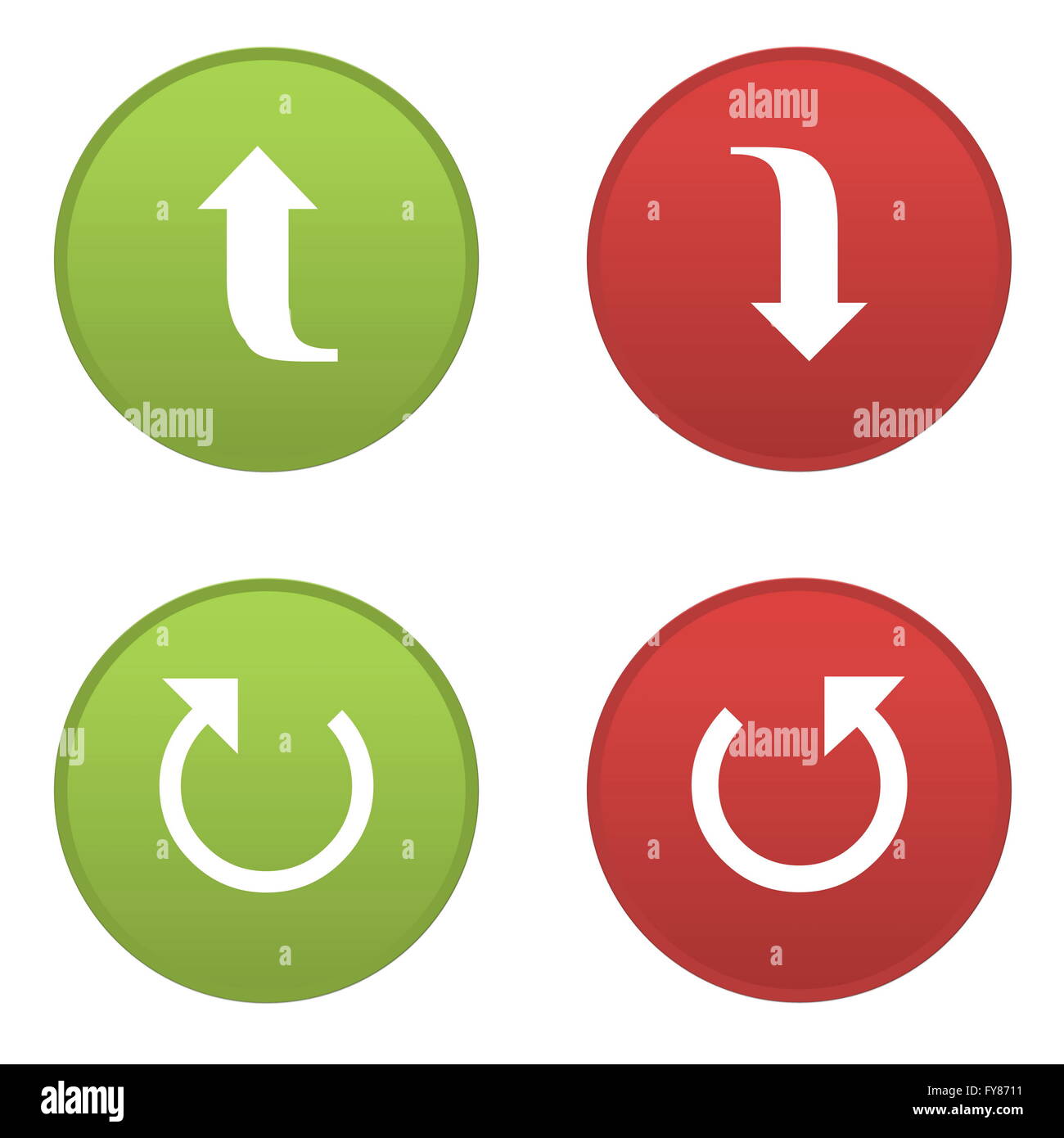 Satz Pfeile Icons in weißen Hintergrund isoliert Stockfoto