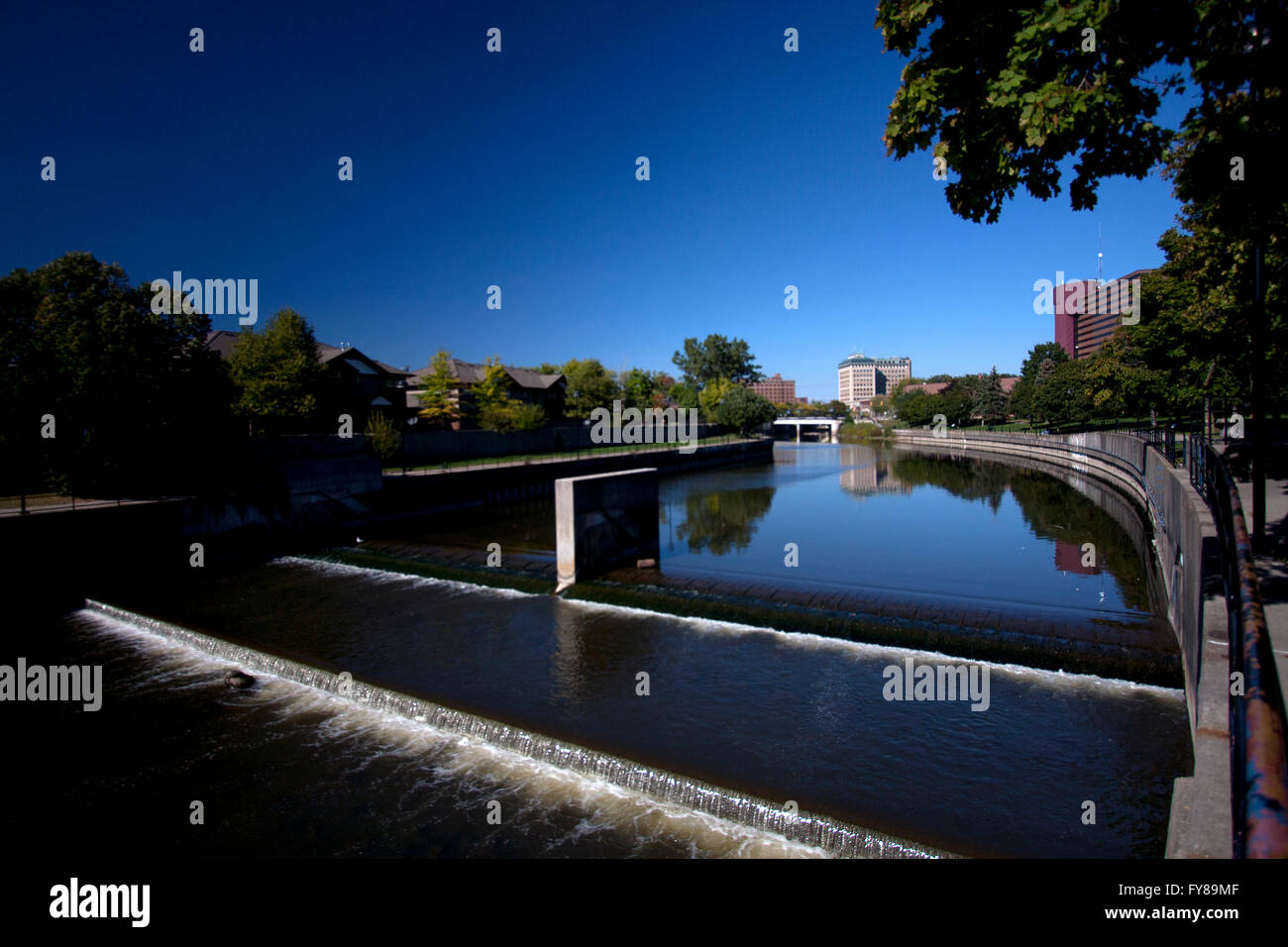Flint River in Flint, Michigan. Stockfoto