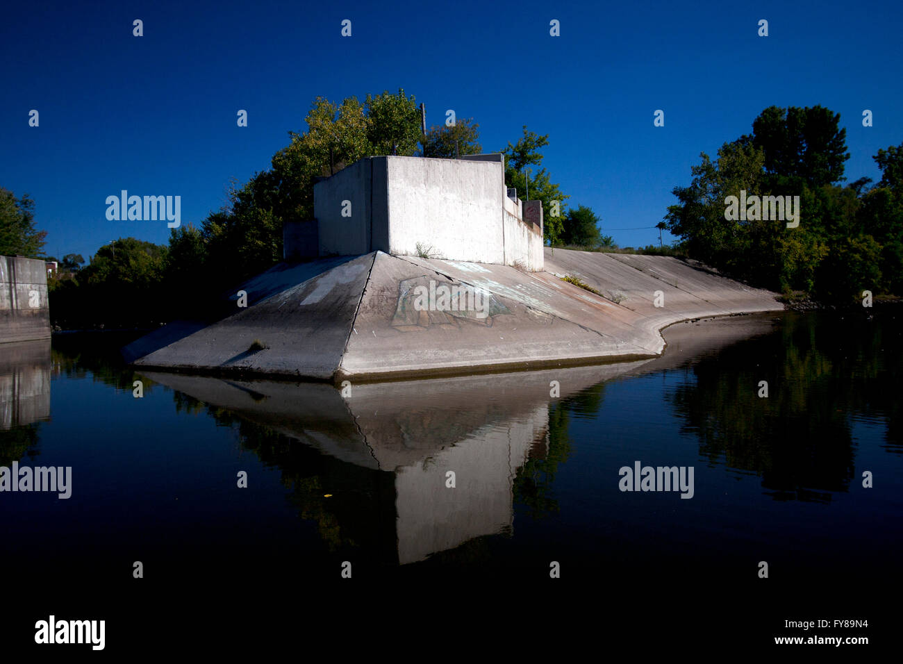 Flint River in Flint, Michigan. Stockfoto