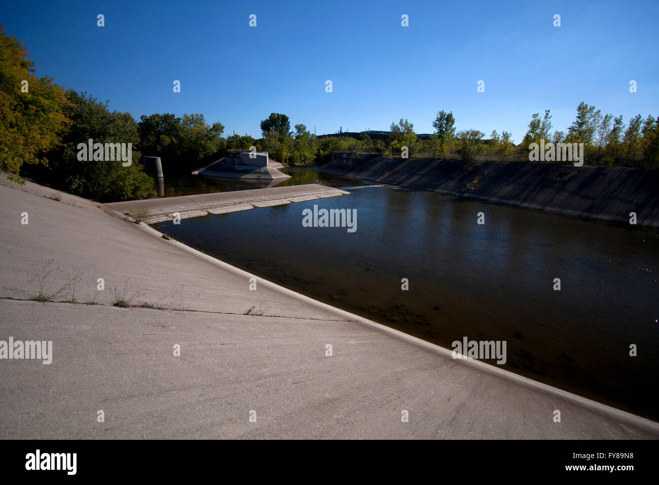Flint River in Flint, Michigan. Stockfoto