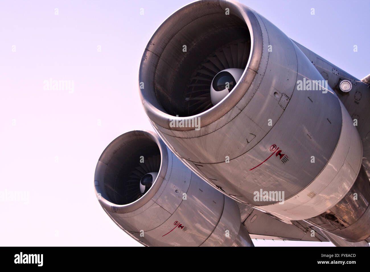 Detailansicht eines Jet-Flugzeug-Motors Stockfoto