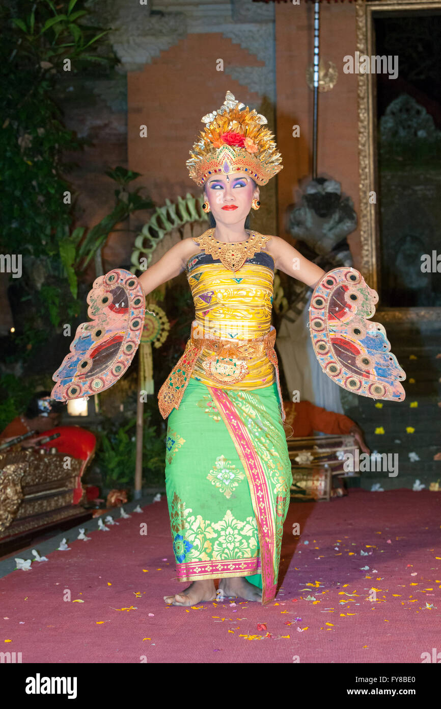 Legong Tanz von Bina Remaja Truppe, Ubud Palast, Bali, Indonesien Stockfoto