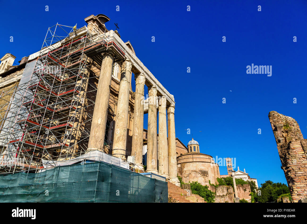 Tempel des Antoninus und Faustina im Forum Romanum Stockfoto