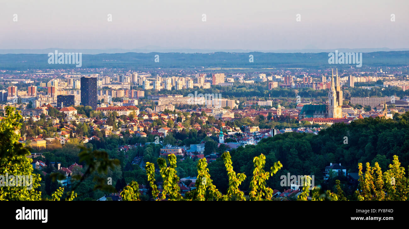 Panorama der Stadt Zagreb, Hauptstadt Kroatiens Stockfoto