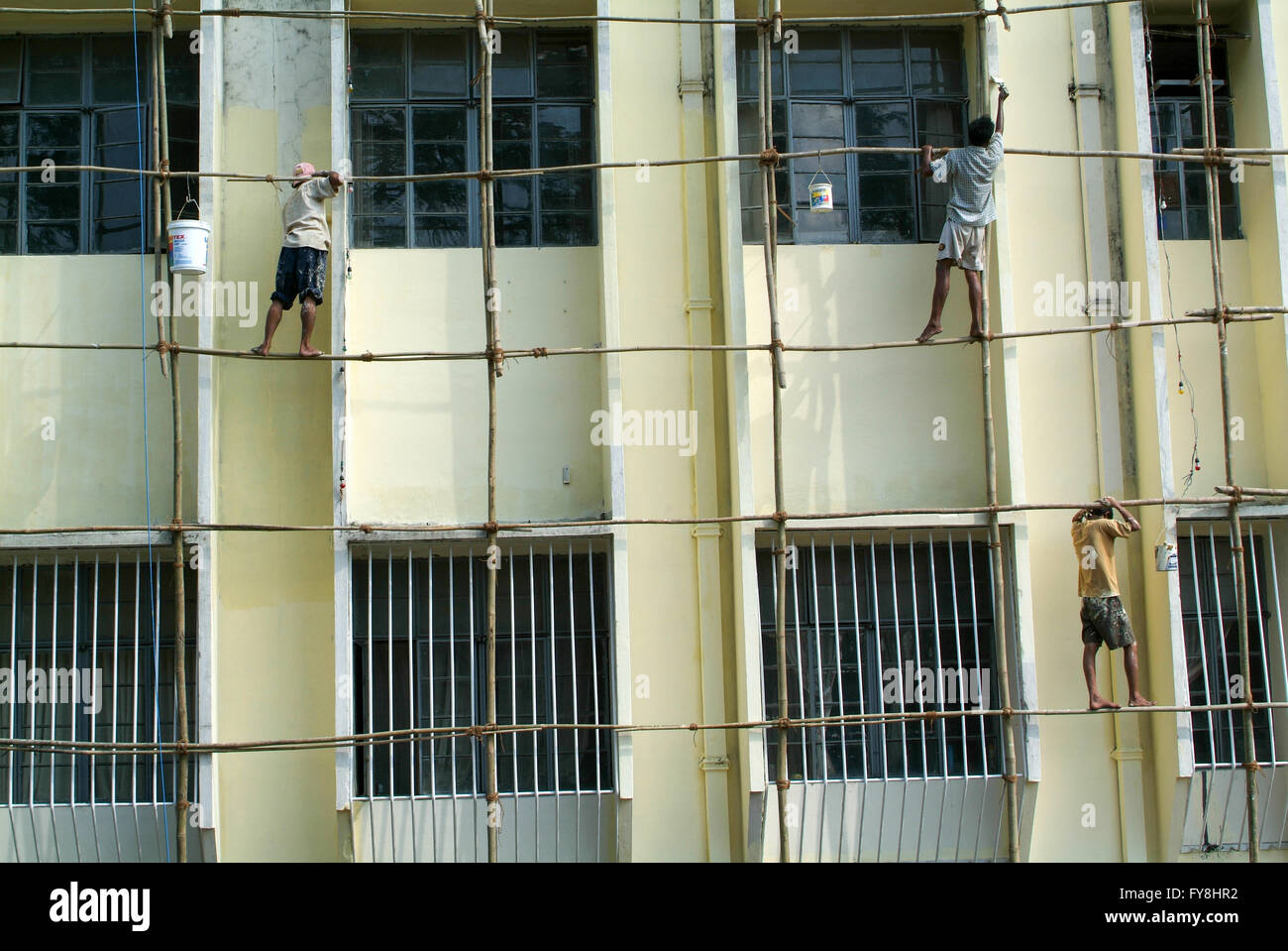 Sanierung eines Gebäudes in Yangon in Myanmar Stockfoto