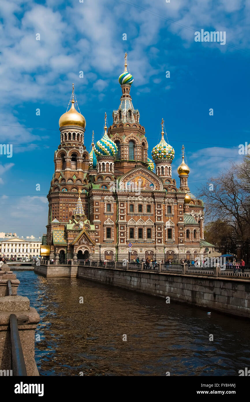 Thermen-Na-Krovi Kathedrale in St. Petersburg, Russland. Stockfoto