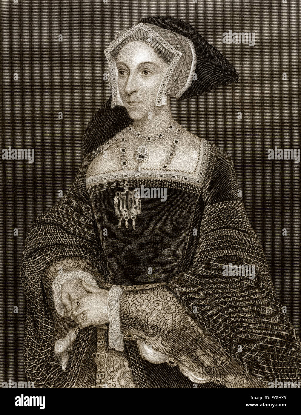 Jane Seymour, c. 1508-1537, Königin von England von 1536, 1537 als die dritte Ehefrau von König Henry VIII. Stockfoto