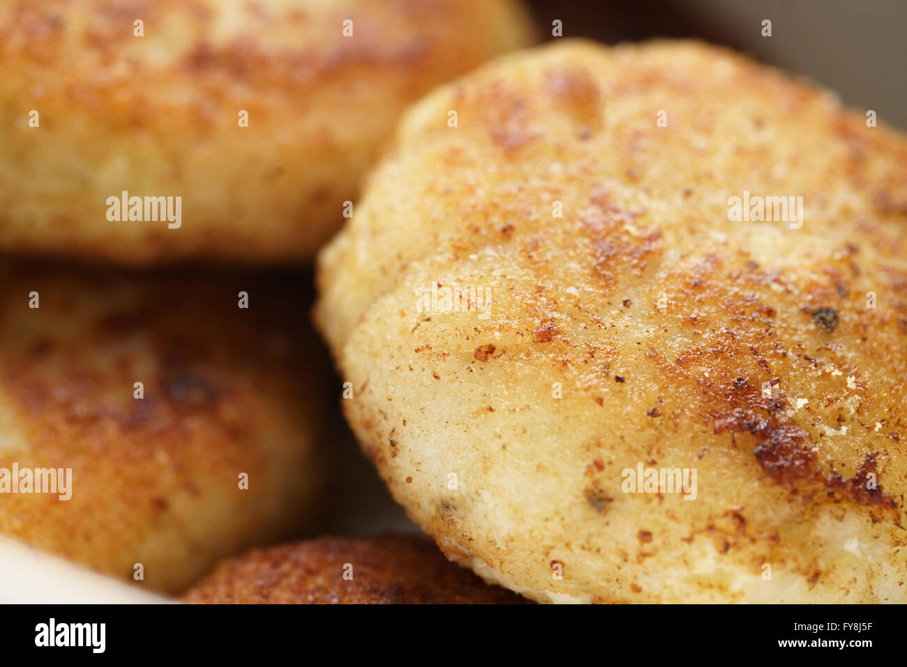 gebratenen Fisch Kuchen in Schüssel vorbereitet Stockfoto