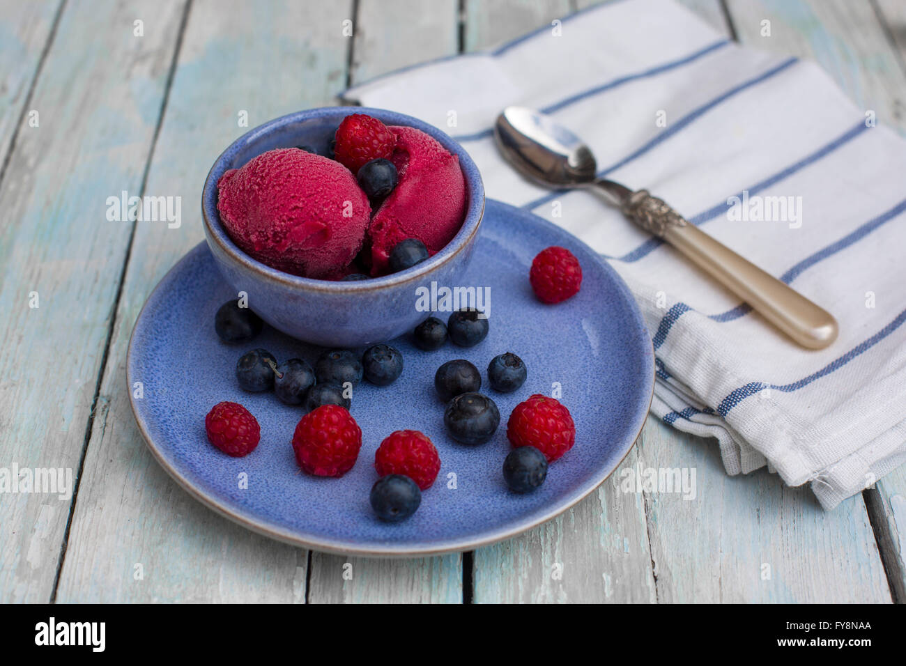 Schüssel mit Wild-Berry-Eis Stockfoto