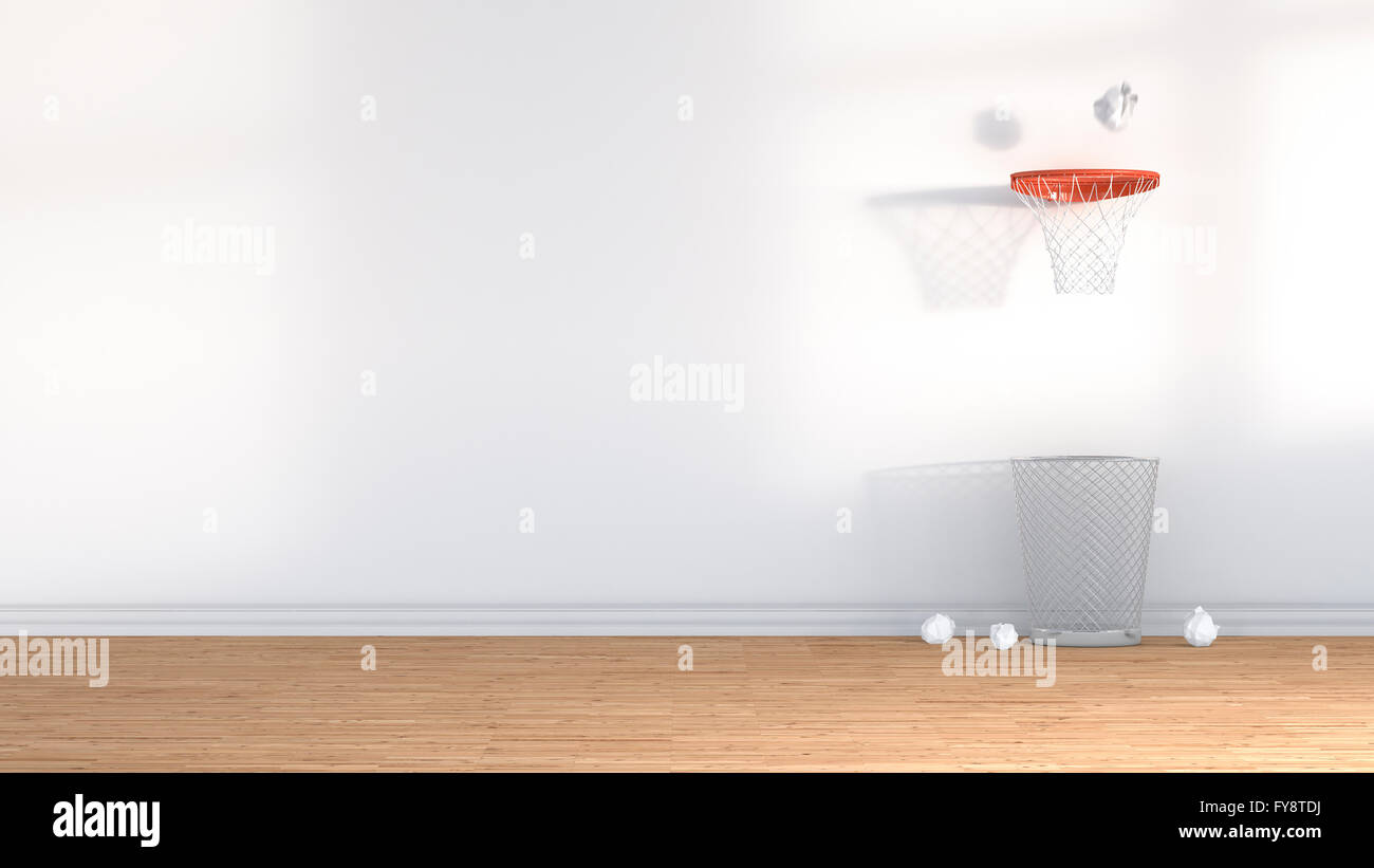 3D-Rendering, Papierkorb unter Basketballkorb Stockfotografie - Alamy