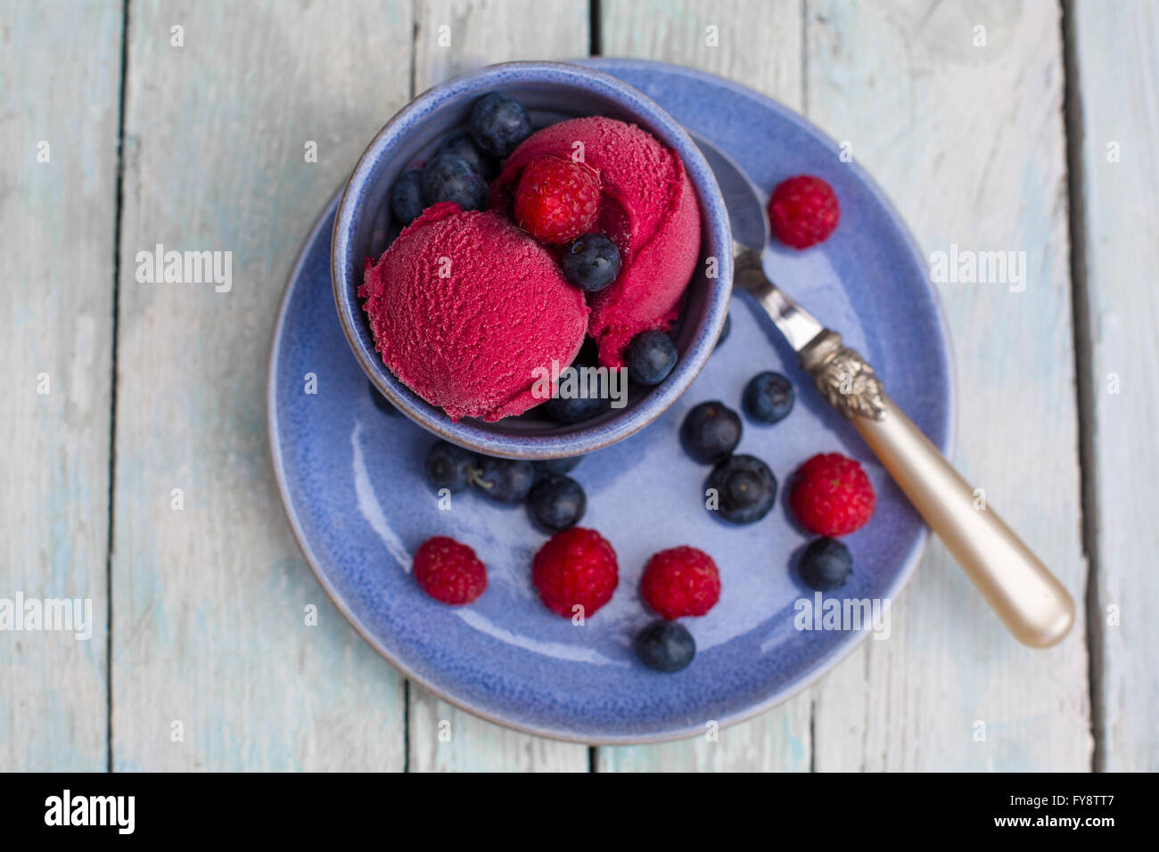 Schüssel mit Wild-Berry-Eis Stockfoto