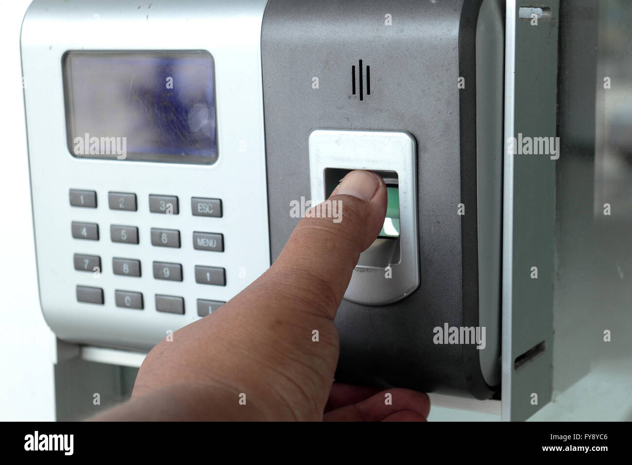 Fingerscan und digitales elektronisches Türschloss Stockfoto