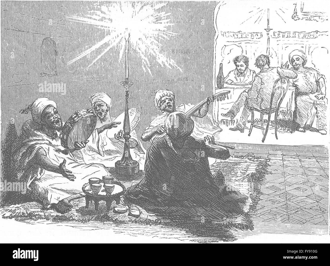 Marokko: Maurische Musik, antike print 1882 Stockfoto