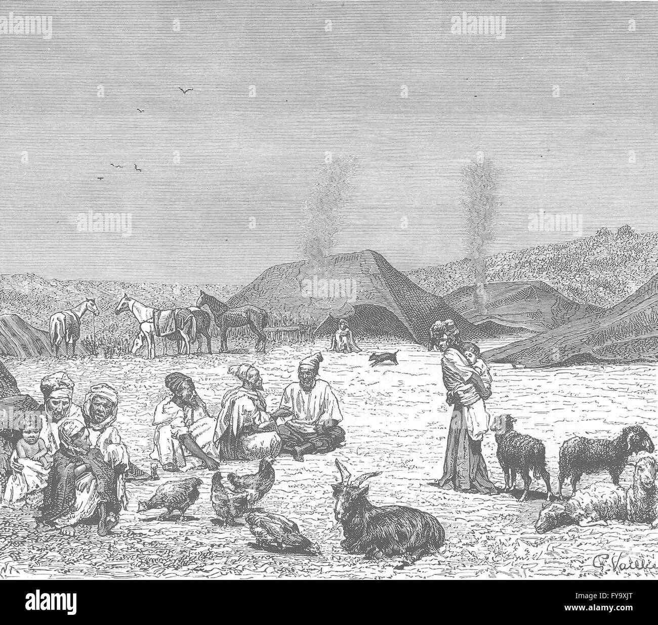 Marokko: Douar in Beni-Hassan, antiken Druck 1882 Stockfoto