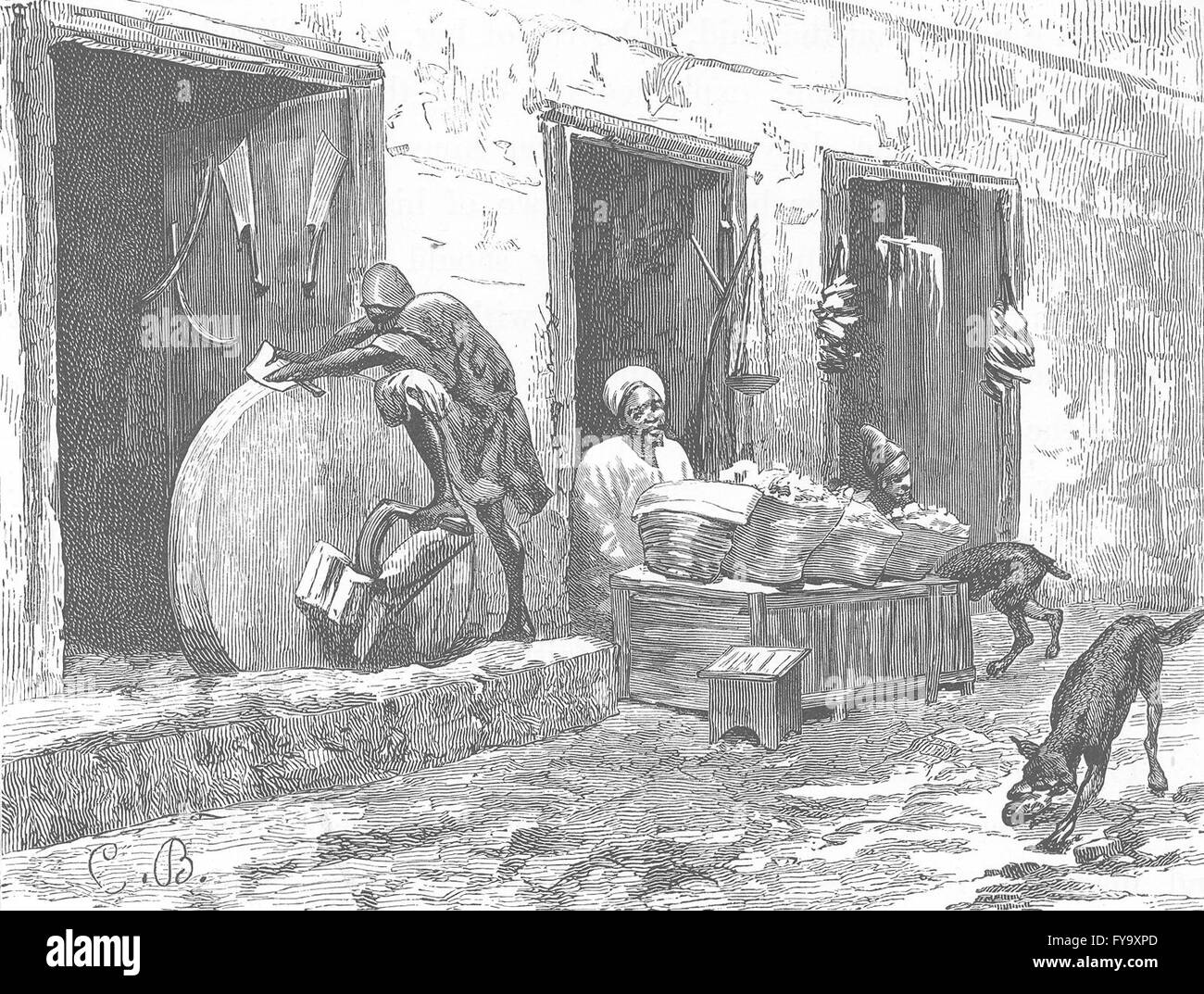 Marokko: Maurische Schleifstein, antiken Druck 1882 Stockfoto