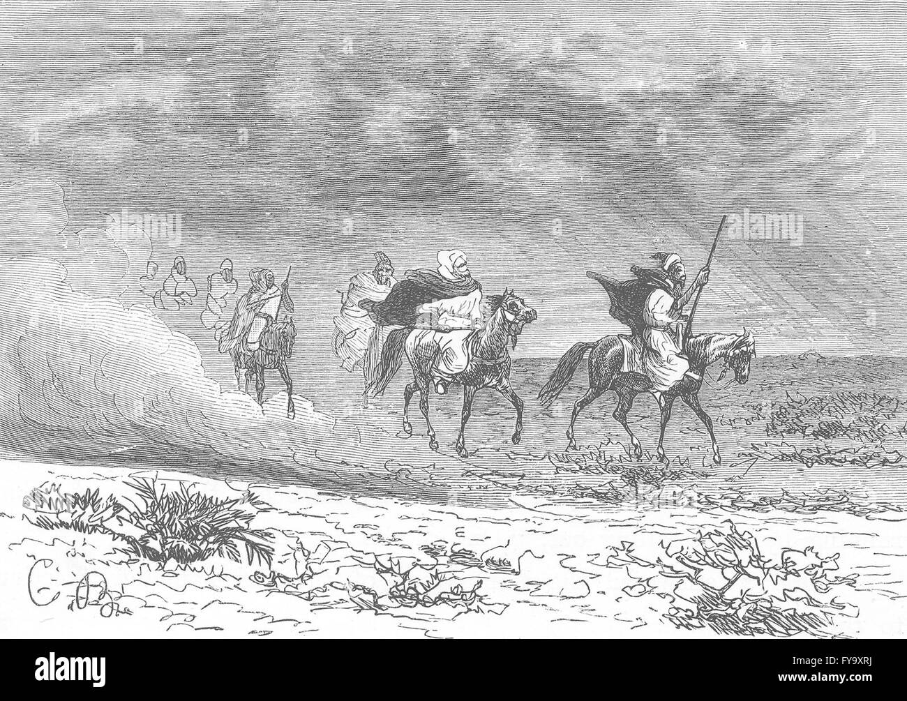 Marokko: In der Wüste, antique print 1882 Stockfoto