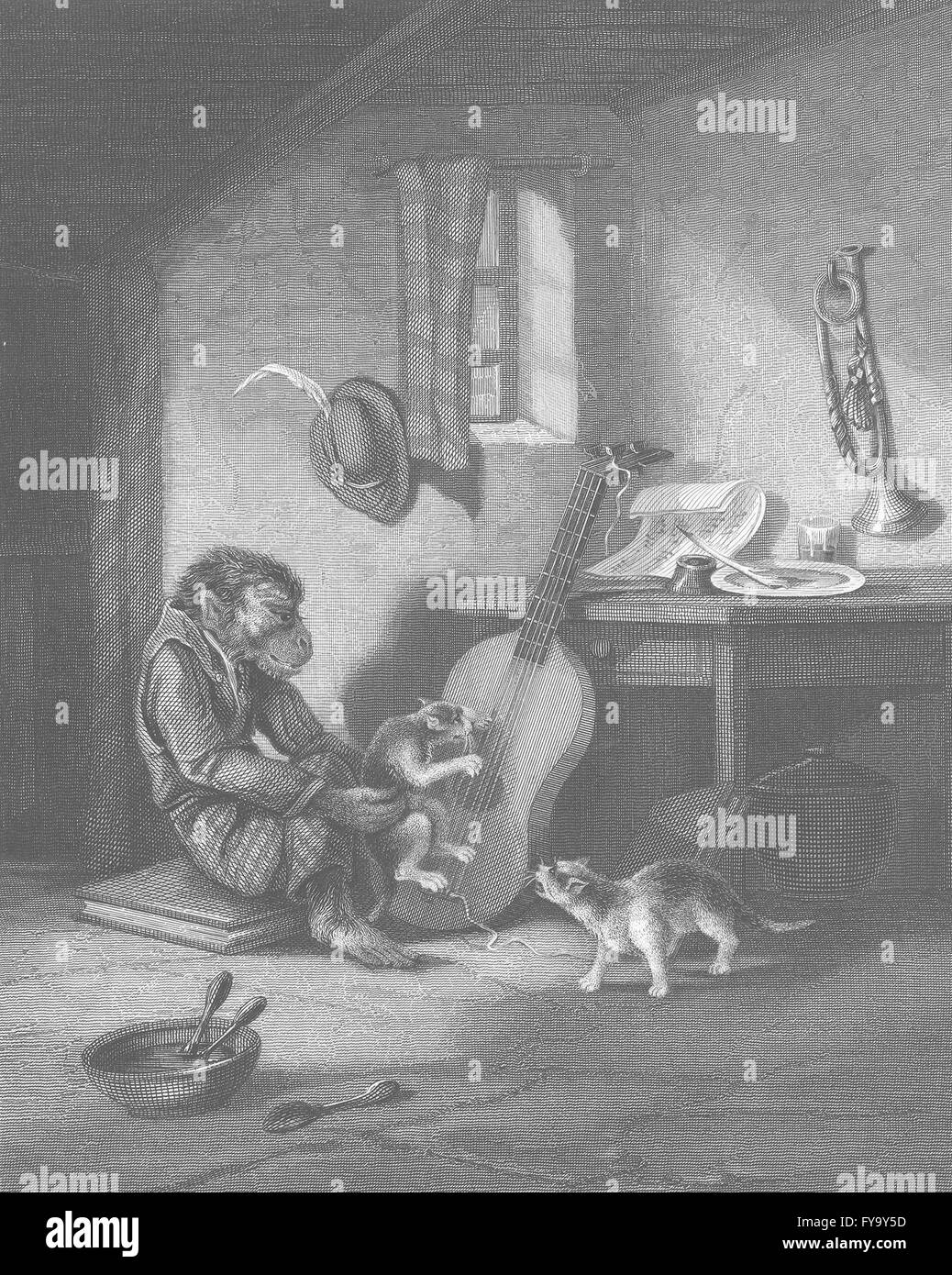 Musik: Die Musikstunde, antiken print c1856 Stockfoto