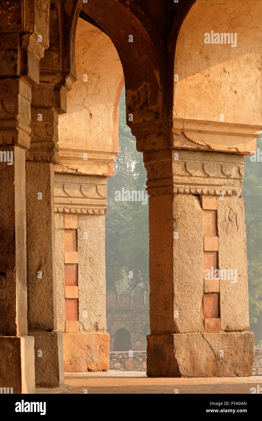 Detail des Grabes Ali Isa Khan an der Grabanlage Humayuns in Delhi, Indien Stockfoto