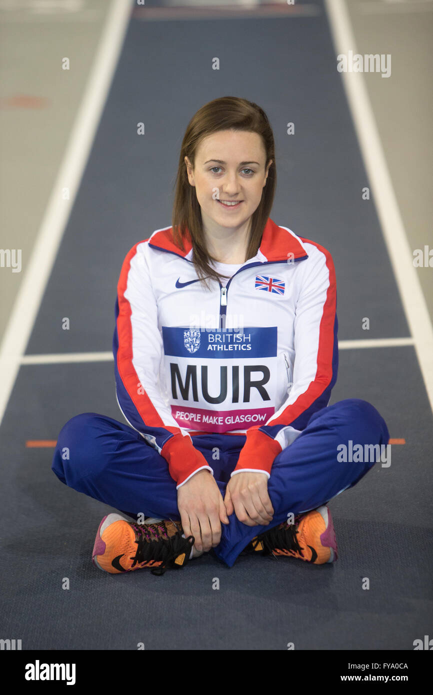Laura Muir in athletische arena Stockfoto