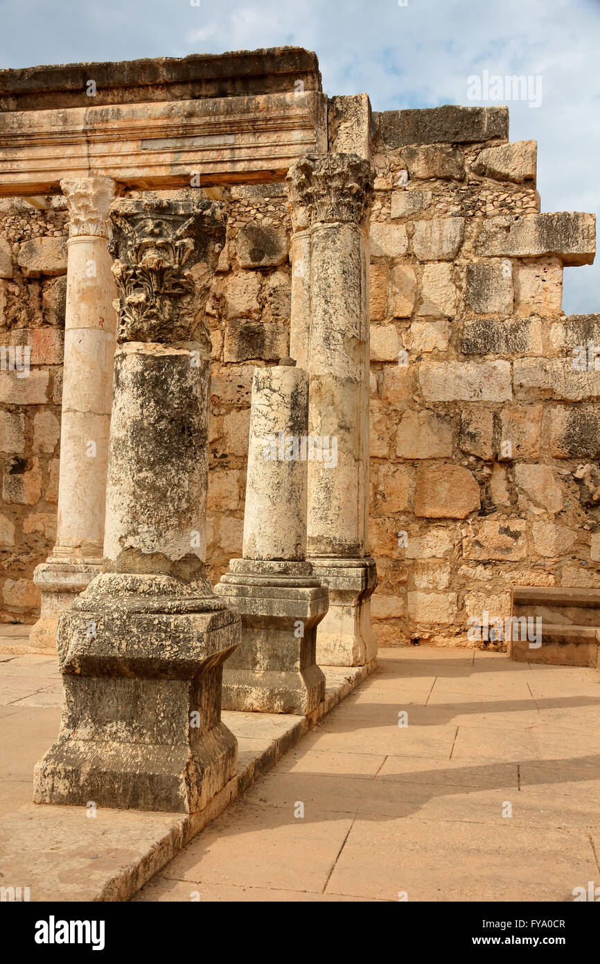 Ruinen der alten Synagoge von Kafarnaum zu bauen, von einem römischen Zenturio, Israel Stockfoto