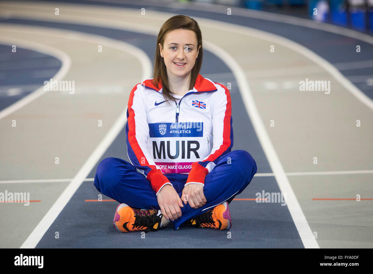 Laura Muir in athletische arena Stockfoto