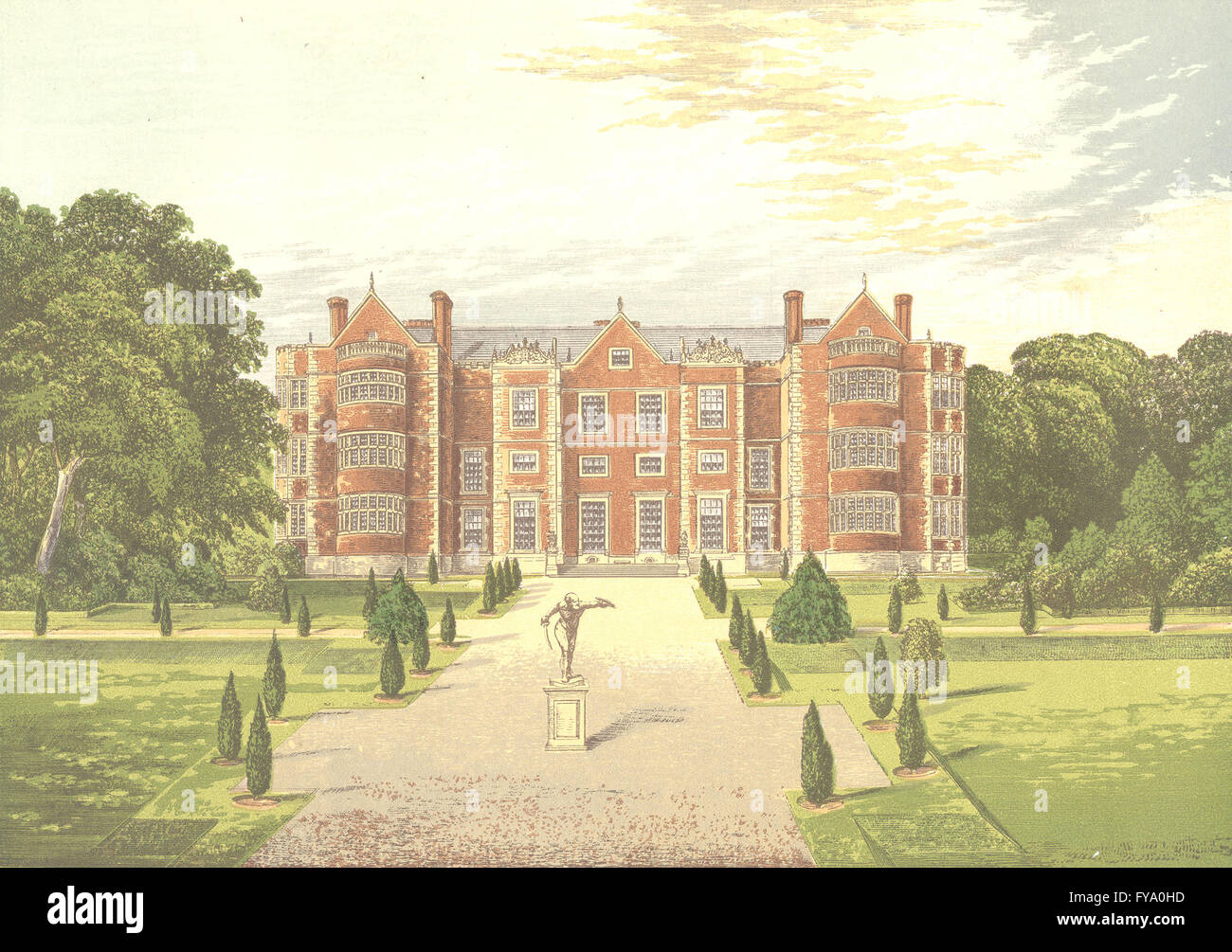 BURTON AGNES HALL, Burlington, Yorkshire (Boynton, Baronet), alte print 1890 Stockfoto