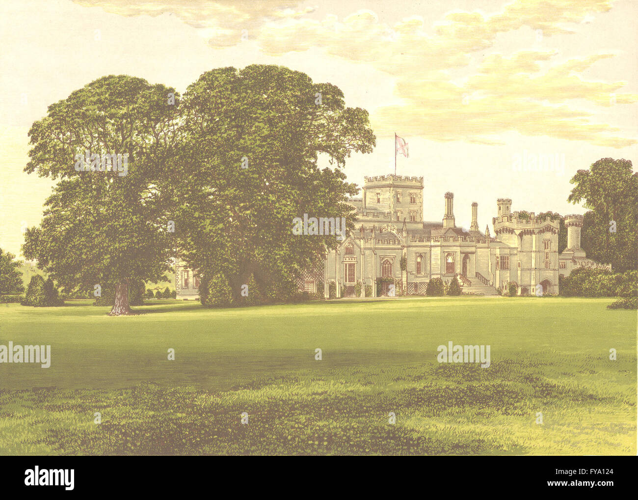 ELTON HALL, Northamptonshire (Earl Carysfort), antique print 1892 Stockfoto