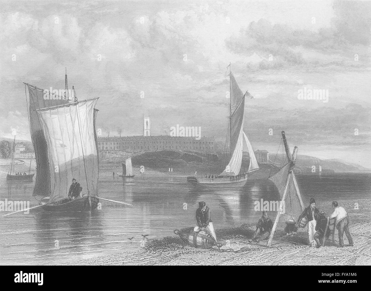 DEVON: Exmouth: Bartlett; Finden, antiken print 1842 Stockfoto