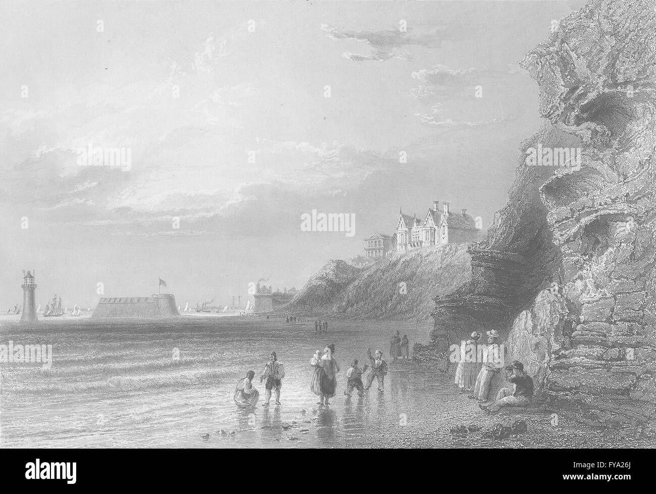 SUSSEX: New Brighton, Liverpool: Bartlett; Finden, antiken print 1842 Stockfoto