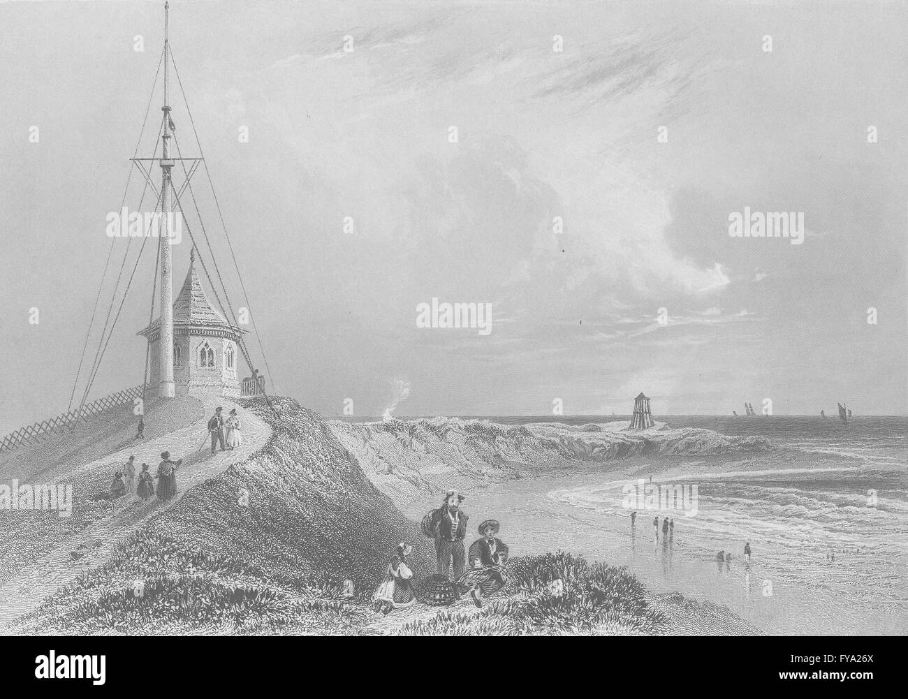 FLEETWOOD-ON-WYRE: Neuer Hafen; Bartlett; Finden, antiken print 1842 Stockfoto