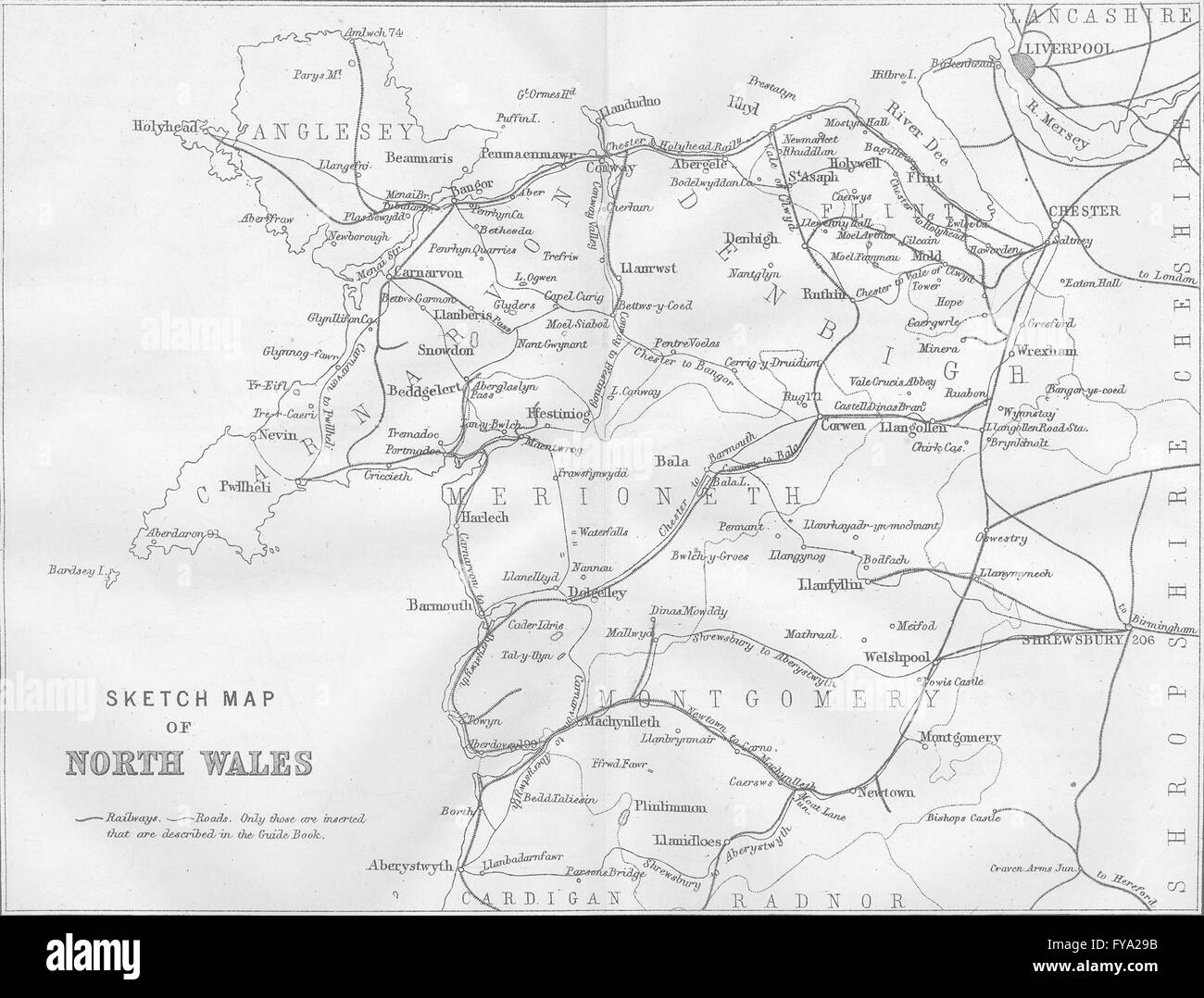 WALES: Kartenskizze von Nord-Wales, 1874 Stockfoto