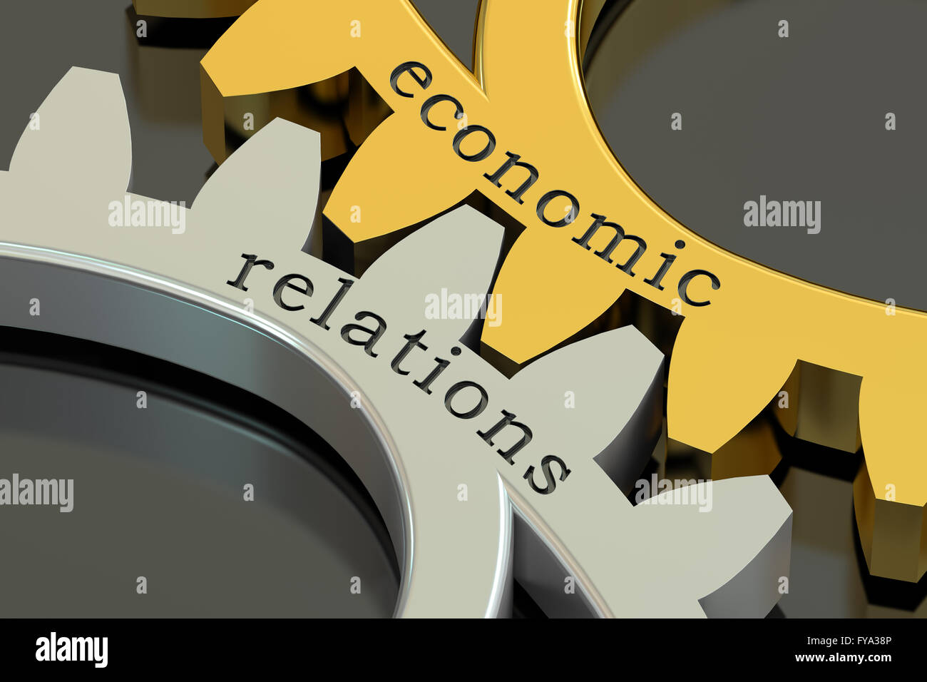 Wirtschaftliche Beziehungen-Konzept auf die Zahnräder-Konzept. 3D-Rendering Stockfoto