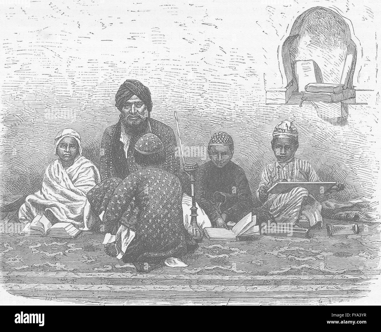 Indien: Mohammedaner Schule in Allahabad, antique print 1892 Stockfoto