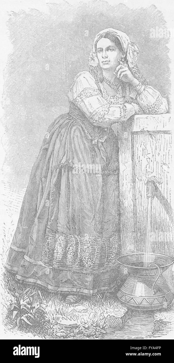 Italien: Land Frau von Lucca, antique print 1893 Stockfoto