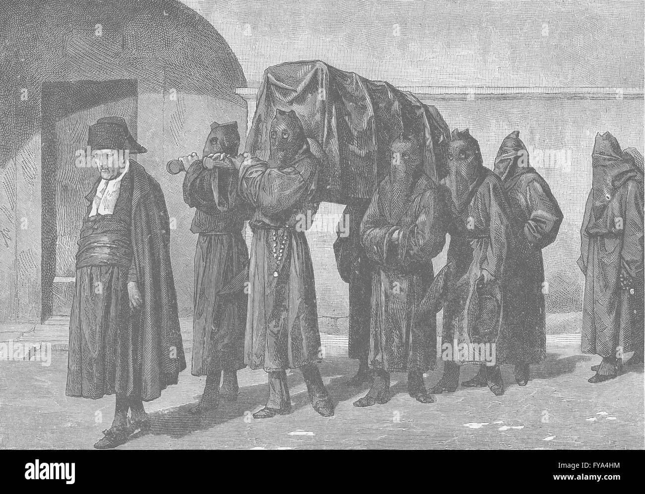 Italien: Brüder des Orden der Misericordia-Toskana. Beerdigung, 1893 Stockfoto